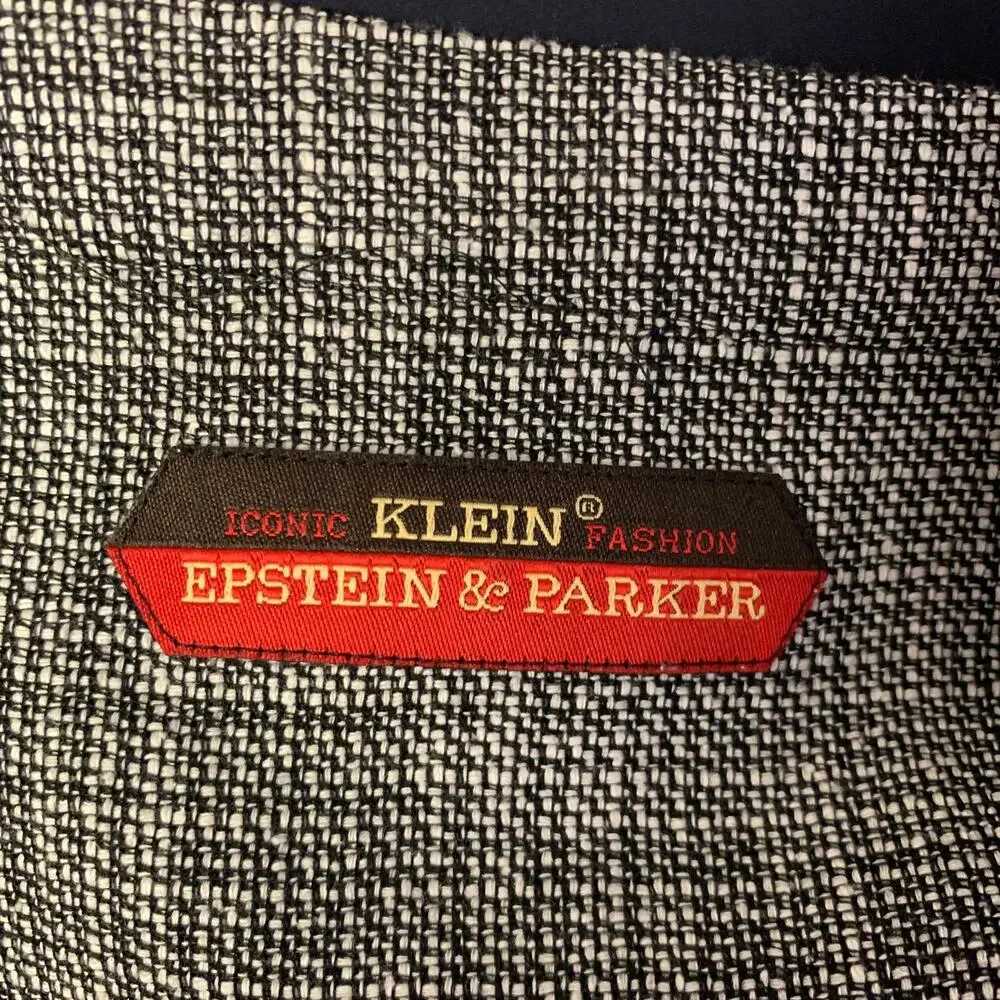 KLEIN EPSTEIN & PARKER Chest Size L Black White & Black Heather Wool Blend Coat